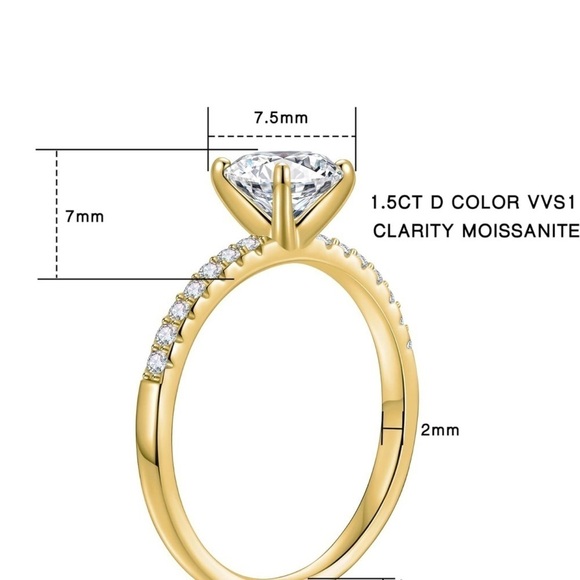 1.5CT Moissanite Ring‎ 18k for Women, D Color VVS1 Clarity Solitaire size… - Picture 2 of 9